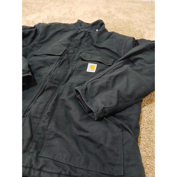 Carhartt Jacket Mens XL Black C003BLK Heavy Duty Canvas Workwear Insulated Coat - Picture 3 of 6